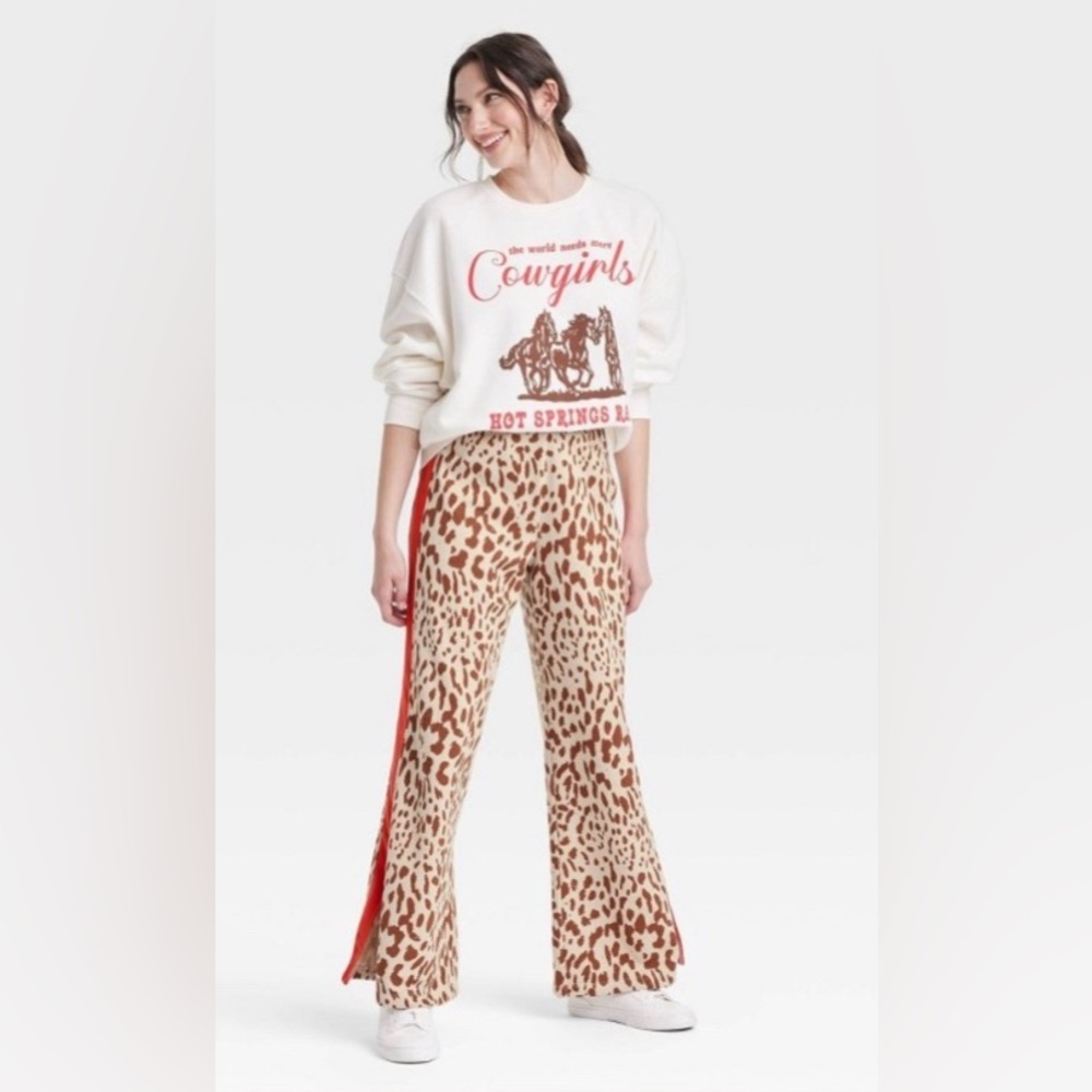 Leopard Print Flare Pants and Cowgirl Sweater and Pants